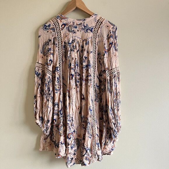 Free People ‘Just The Two Of‎ Us’ Paisley Peachy-Pink Tunic Dress Womens … - Picture 11 of 12
